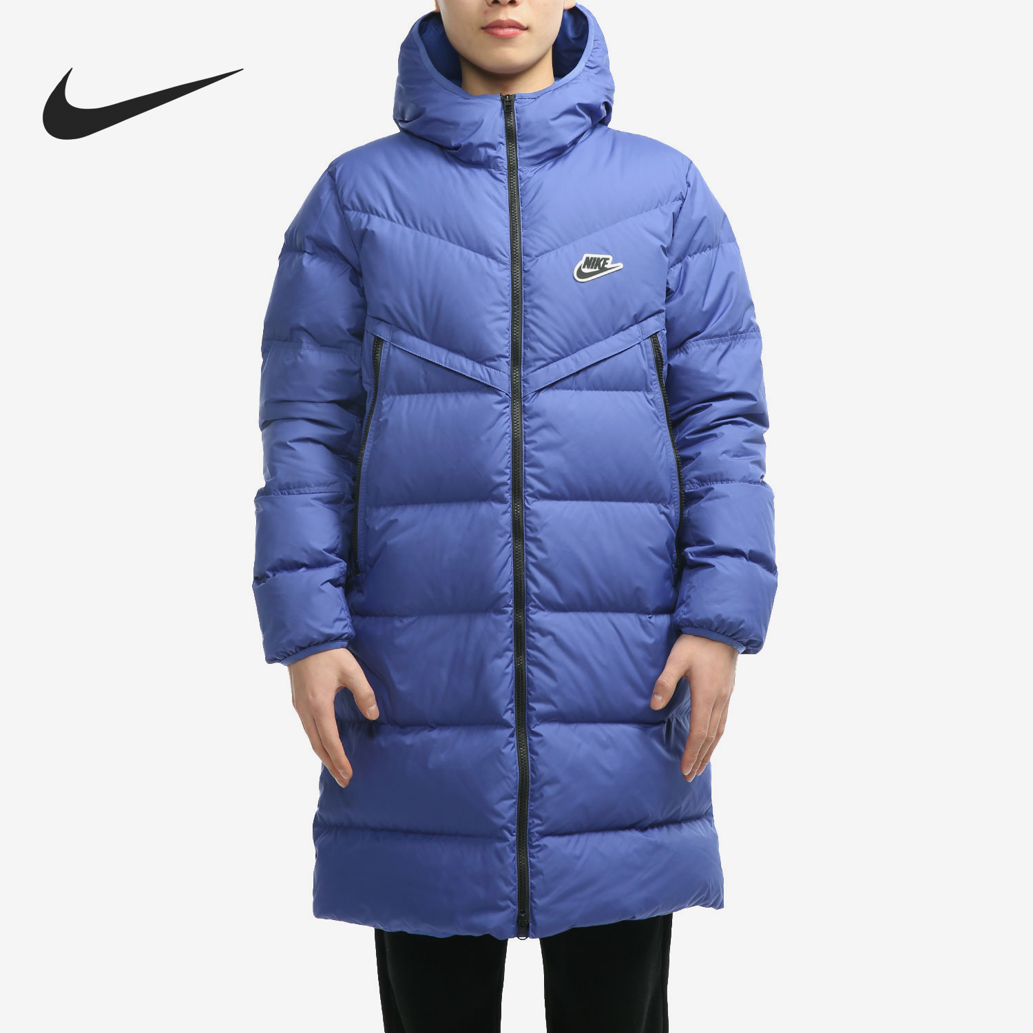 耐克男子中长款连帽羽绒服