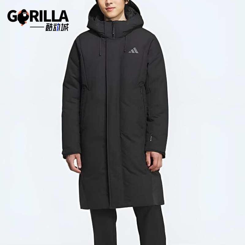 Adidas/阿迪达斯正品冬季男士保暖长款运动连帽经典羽绒服KC2473