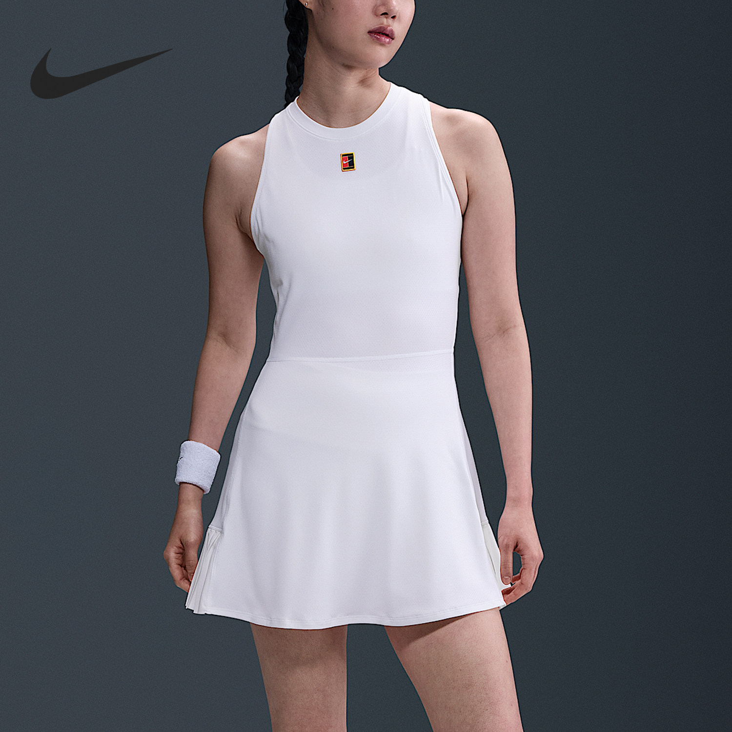 Nike/耐克正品Dri-FIT女士网球简约运动经典透气连衣裙FZ6747-100