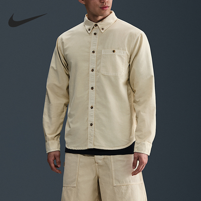 耐克男士翻领运动休闲长袖衬衫