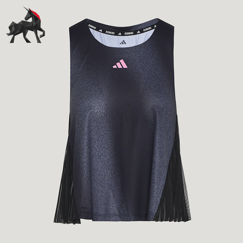 Adidas/阿迪达斯正品夏季女士透气跑步百褶下摆无袖背心T恤KR5096