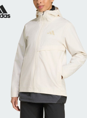 Adidas/阿迪达斯正品春秋女士户外防风运动连帽冲锋衣KG3238