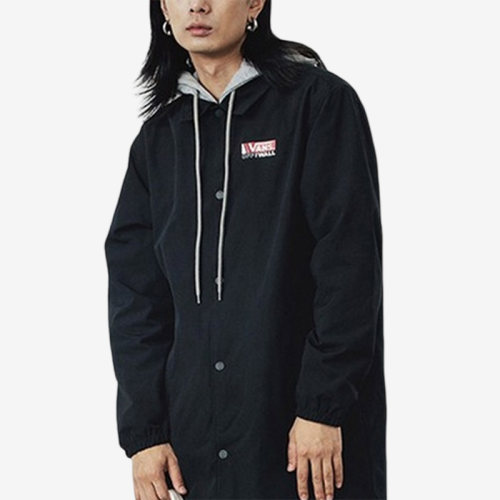 Vans/范斯新款男子Logo印花宽松连帽休闲运动夹克外套VN0A4USB
