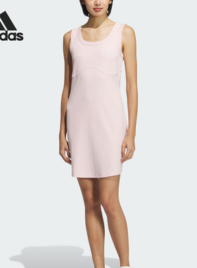 Adidas/阿迪达斯官方正品夏季新款女士针织修身无袖连衣裙JY7652