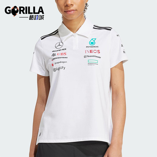 Adidas/阿迪达斯正品2025新款女士透气经典图案翻领POLO衫JV5741
