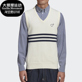 简约印花针织背心百搭马甲GM4631 三叶草男士 Adidas 阿迪达斯正品