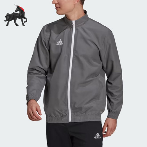 Adidas/阿迪达斯正品男灰色拉链拼接细节经典休闲夹克外套H57535