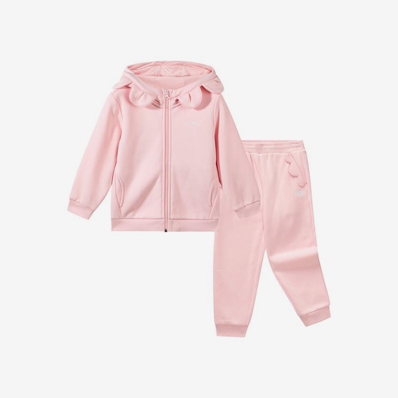 Skechers/斯凯奇正品秋季新款女童运动休闲连帽外套长裤套装