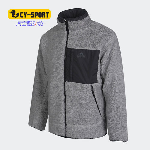 阿迪达斯外套男秋冬新款两面穿羊羔绒加绒夹克棉服GF0051