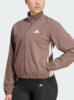 Adidas/阿迪达斯正品新款女棕白色训练经典轻盈防风夹克JY2143