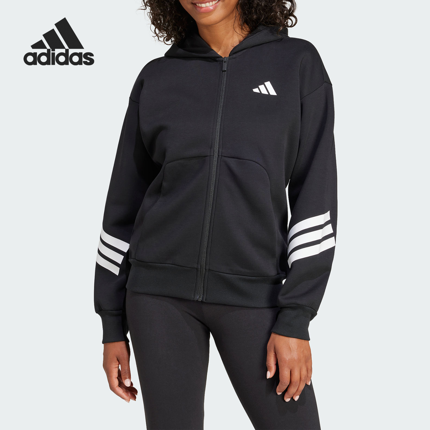 阿迪达斯女士连帽夹克外套