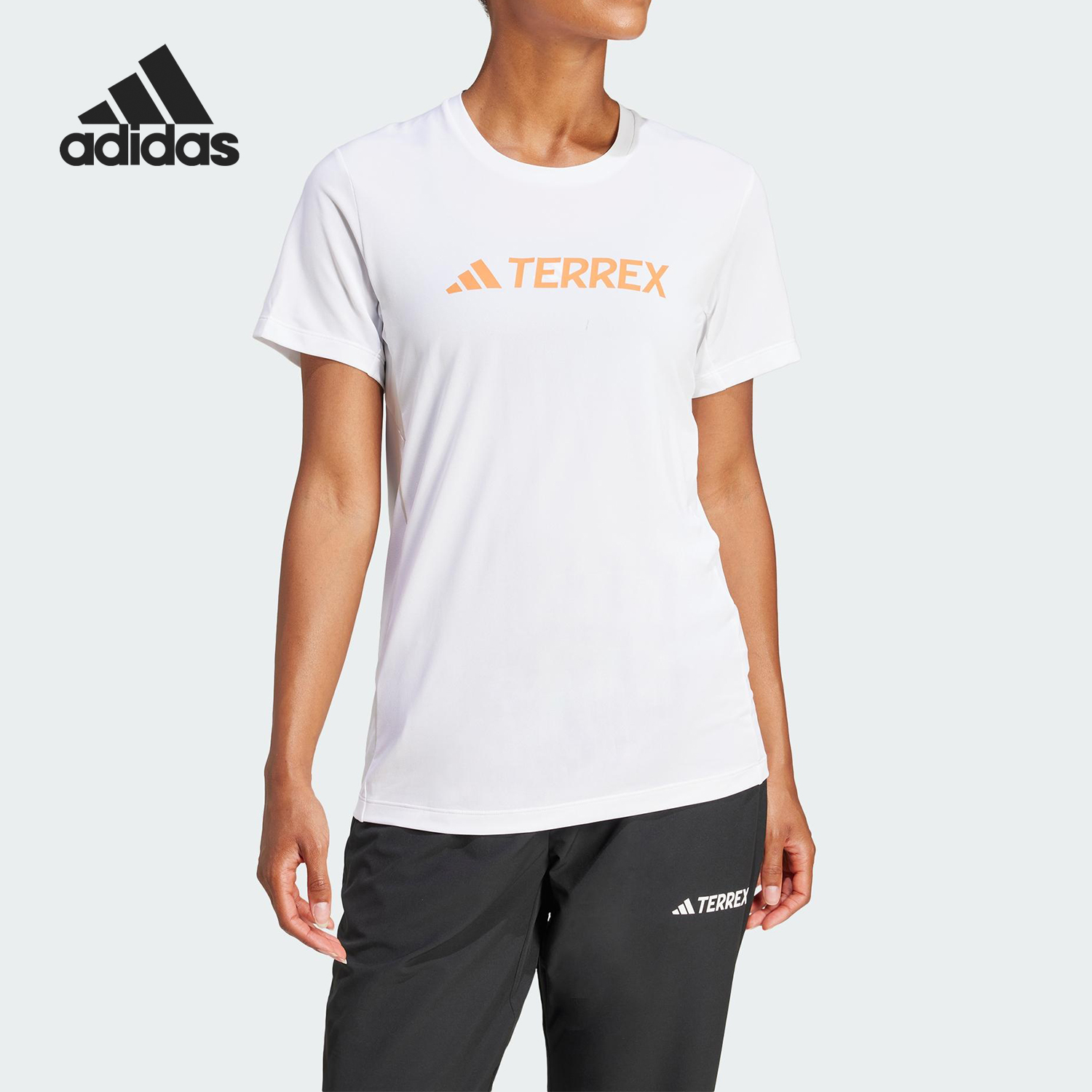 阿迪达斯女士户外登山运动短袖