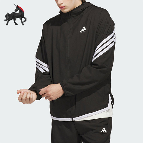Adidas/阿迪达斯正品JACKET 男士休闲连帽篮球梭织运动外套KA9896