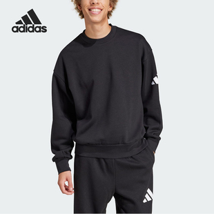 男士 Adidas 款 2025冬季 圆领套头耐穿卫衣JF3542 阿迪达斯官方正品