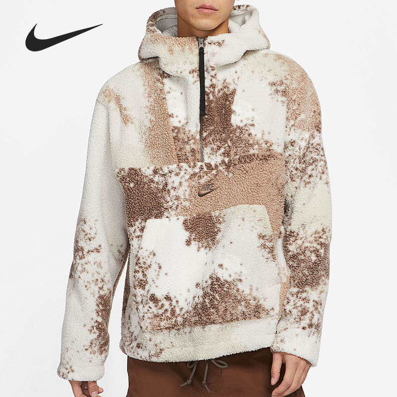 耐克男子羊羔绒连帽半拉链卫衣