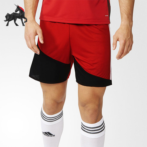 Adidas/阿迪达斯正品短裤新款男红黑色经典足球运动短裤AJ5869
