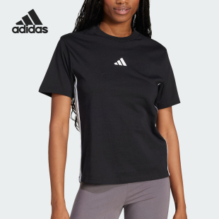 圆领宽松短袖 Adidas 女士短款 2025春季 JD0846 阿迪达斯正品