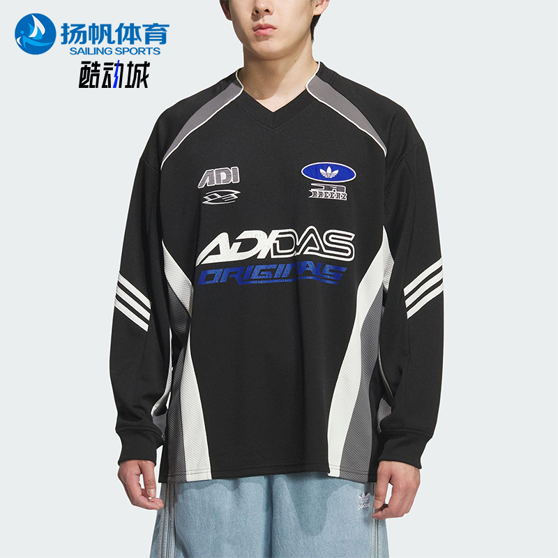 Adidas/阿迪达斯正品三叶草男士运动宽松赛车风印花长袖KF5155