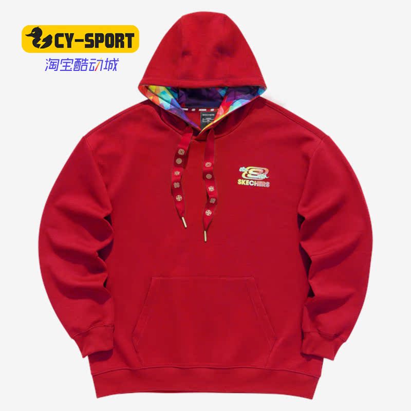 Skechers/斯凯奇正品春季新品男子针织连帽套头卫衣L121M001