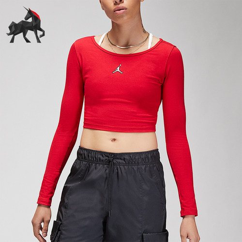 Nike/耐克正品Air Jordan 女士紧身短款长袖T恤DQ4466-687