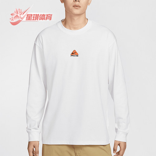 耐克男士刺绣圆领针织长袖T恤