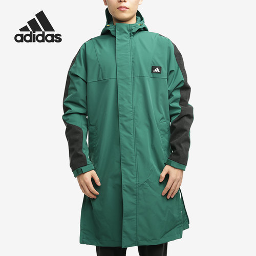 阿迪达斯男子中长款加绒连帽棉服