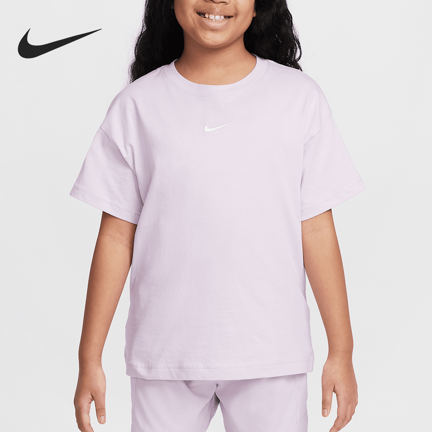 Nike/耐克正品2025夏季款大童日常宽松柔软休闲T恤FZ5539-537