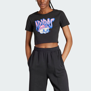 Adidas 三叶草女子运动时尚 圆领短袖 T恤IV9298 阿迪达斯正品