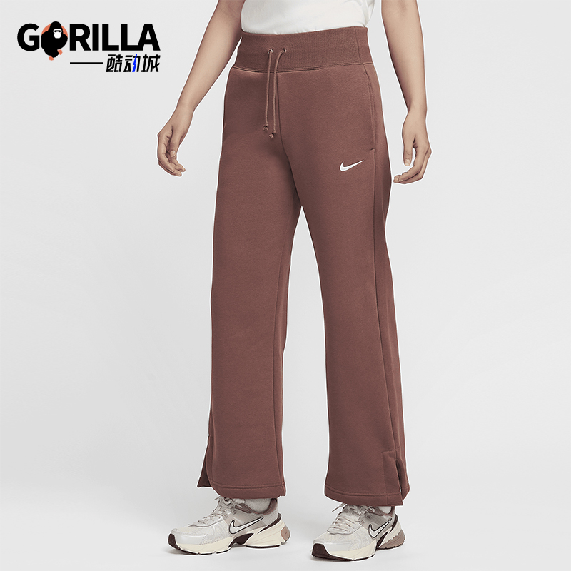 耐克女士加绒高腰阔腿运动裤