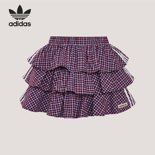 Adidas/阿迪达斯正品三叶草女士时尚潮流格子复古短裙KU9399