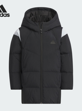 Adidas/阿迪达斯正品新款小童保暖休闲连帽鸭绒羽绒服JM7211