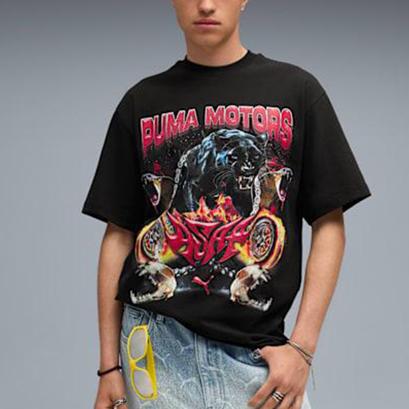 Puma/彪马正品2025男女日常运动印花套头透气宽松短袖636188-01