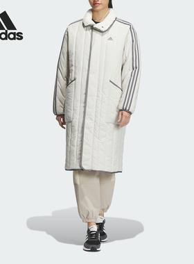 Adidas/阿迪达斯正品中长款女子毛领翻领保暖运动棉服IL8952