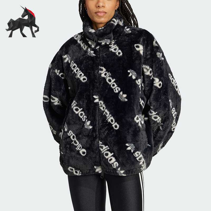 阿迪达斯女士人造毛皮保暖外套