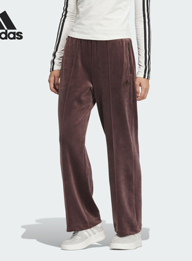 Adidas/阿迪达斯正品新款女士复古宽松天鹅绒休闲裤JX6844