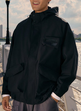 New Balance/NB正品运动男子梭织拉链连帽夹克外套AMJ43309-BK