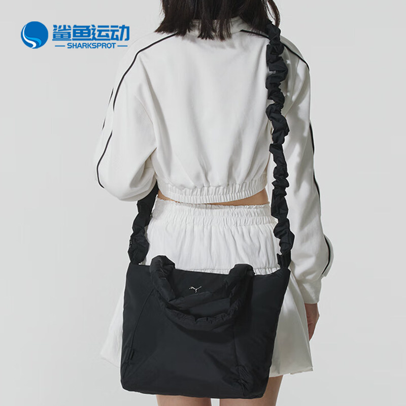 Puma/彪马正品牌徽标识托特包新款女黑色经典休闲托特包091444-04