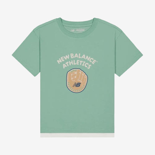 New Balance新百伦正品儿童字母印花圆领短袖帽子7EG6S043-GN
