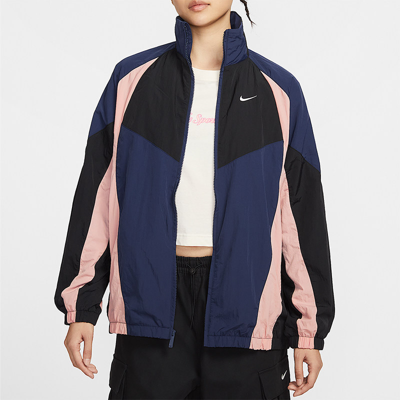 Nike/耐克正品夏季女士立领时尚拼接拉链梭织运动外套HV4030-410
