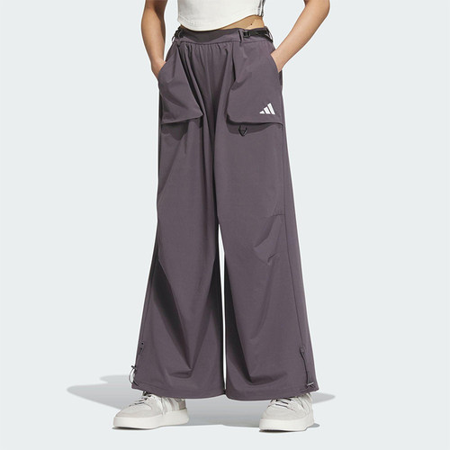 Adidas/阿迪达斯正品2025春季新款女士宽松阔腿经典弯刀裤JZ2172