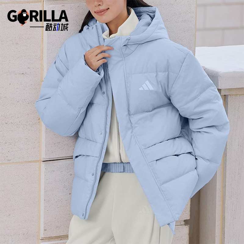 Adidas/阿迪达斯正品LINEAR男士连帽运动休闲保暖羽绒服KS6486