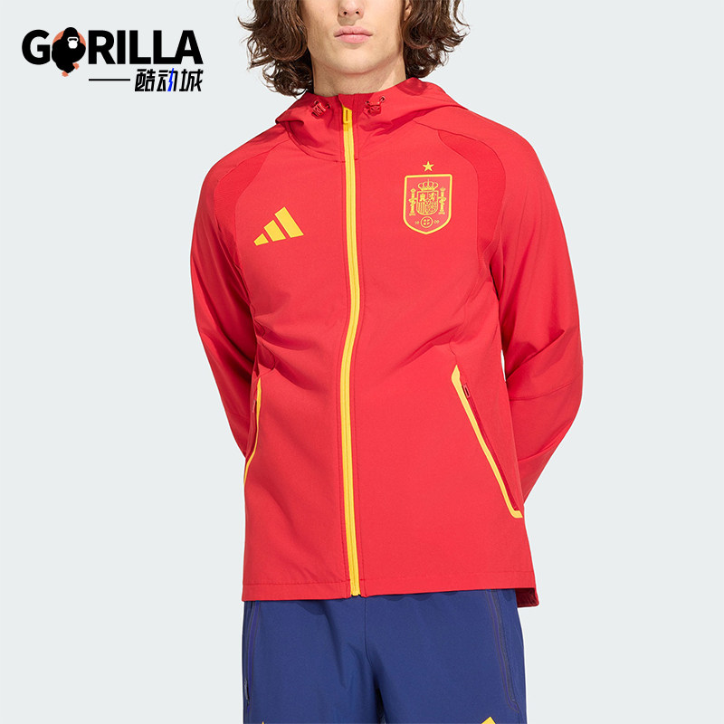 Adidas/阿迪达斯正品TIRO新款男经典红黄色足球夹克外套JZ2243