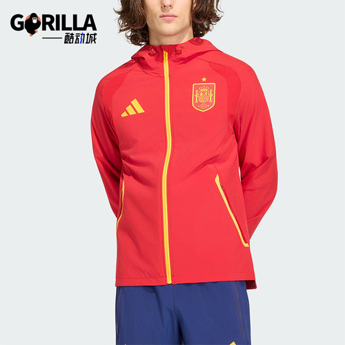 Adidas/阿迪达斯正品TIRO新款男经典红黄色足球夹克外套JZ2243
