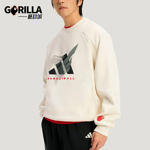 Adidas/阿迪达斯正品秋冬男士运动加绒篮球针织卫衣套头衫KT0625