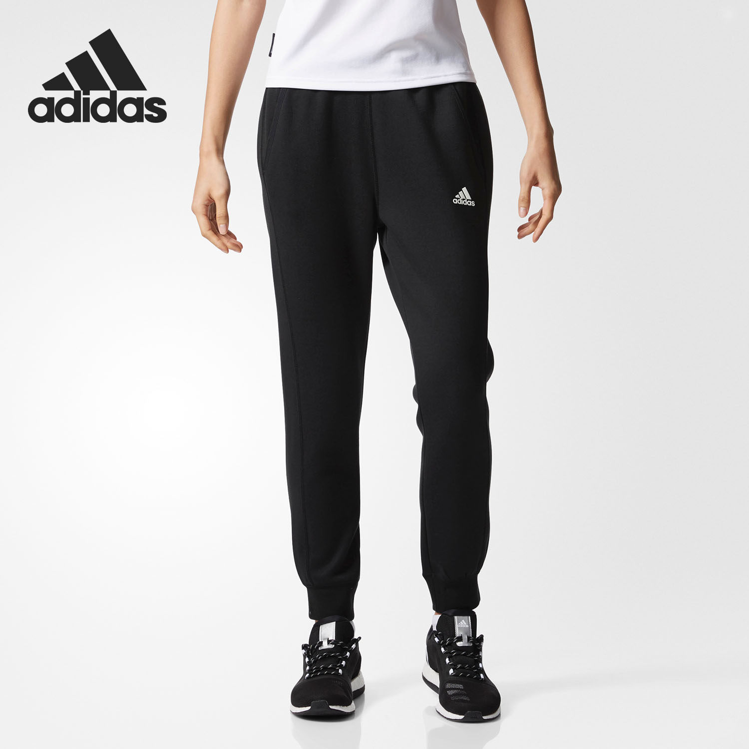 adidas/阿迪达斯正品女子针织缩口运动休闲长裤小脚运动裤 br3848