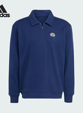 Adidas/阿迪达斯正品三叶草男士运动翻领套头日常卫衣JX8173