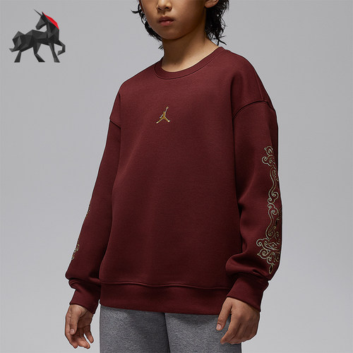 Nike/耐克正品JORDAN大童套头针织圆领休闲刺绣卫衣IR8375-644
