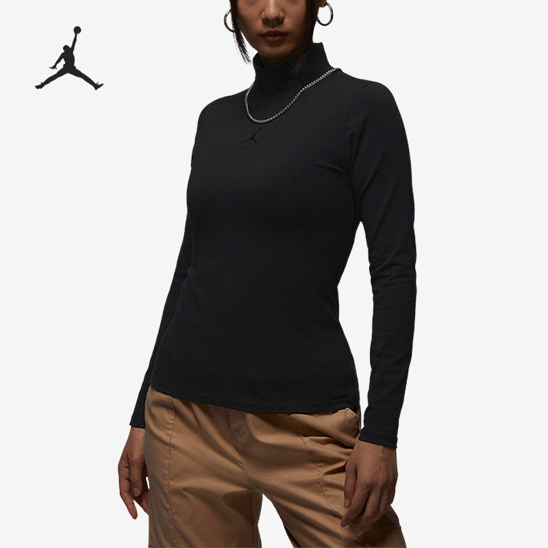 Nike/耐克官方正品Jordan女子简约时尚透气长袖高领运动T恤FQ8061