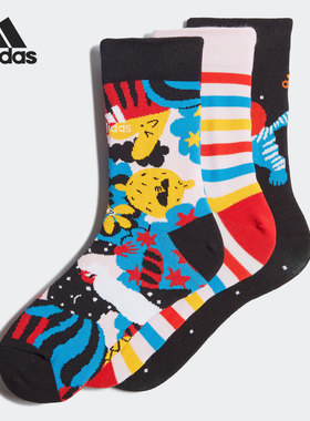 Adidas/阿迪达斯正品新款男女运动印花中筒袜三双装GP0163