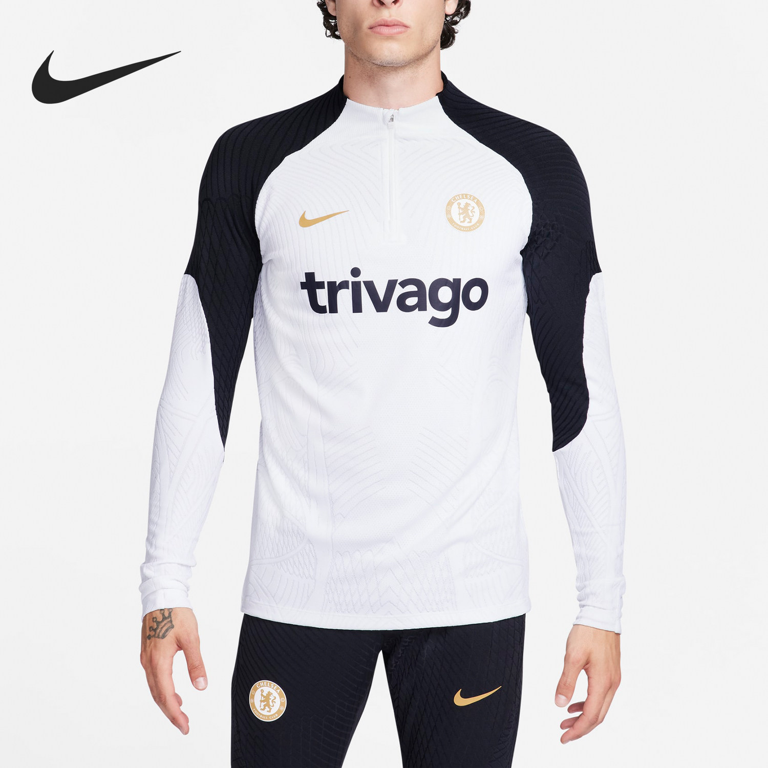 Nike/耐克正品运动男士半拉链透气长袖训练服球衣DX2906-101